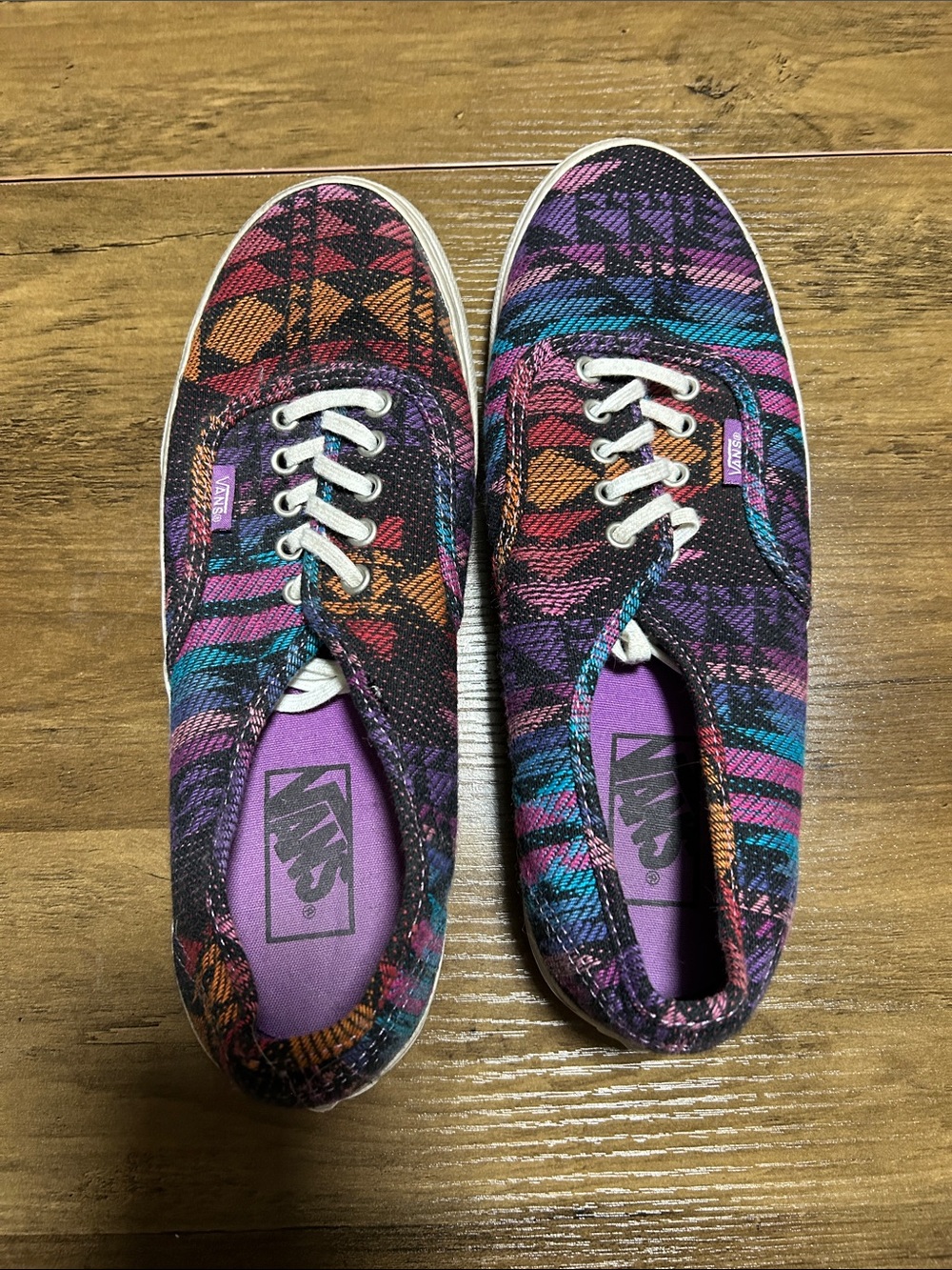 Vans Men’s Purple Teal Orange Pink Patterned Canvas Sneakers